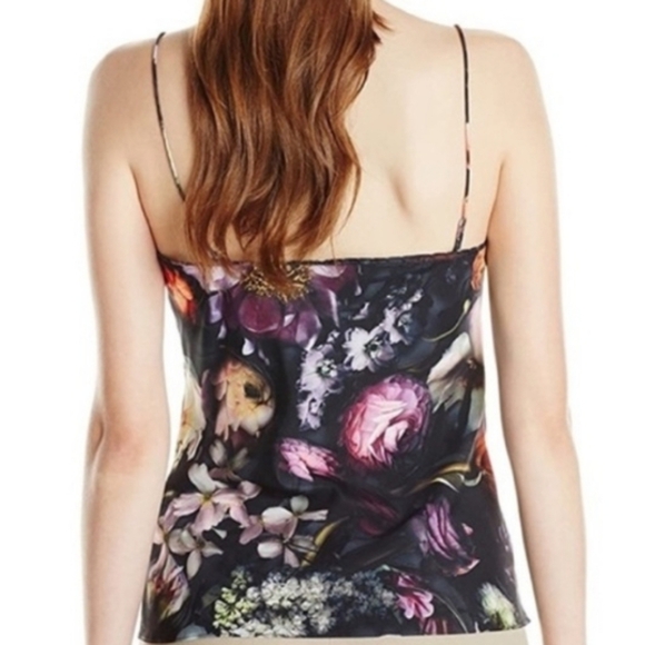 Ted Baker Cynaria Satin Floral Spaghetti Strap Cami Scallop Edge Top Size Small - Picture 2 of 11